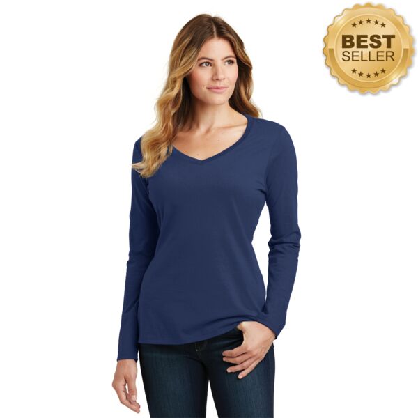 Ladies Long Sleeve Fan Favorite V Neck Tee Thumbnail
